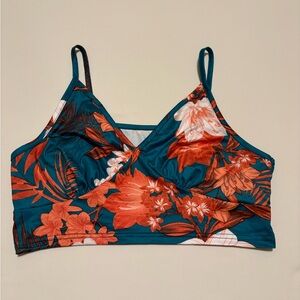 Floral Teal and Orange Top